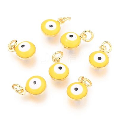 Brass Enamel Charms KK-B024-02G-G-1