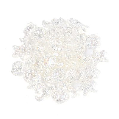 Ocean Theme AB Color Plated Transparent Acrylic Beads TACR-T028-69D-1