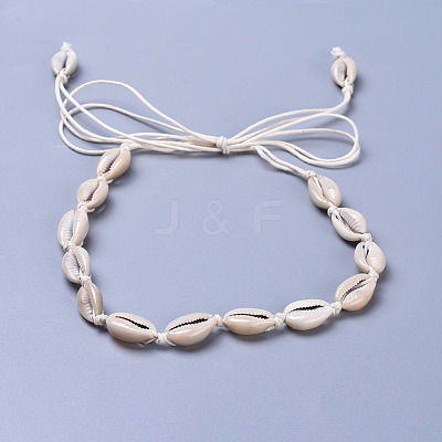 Adjustable Cowrie Shell Beads Beaded Necklaces NJEW-JN02394-1