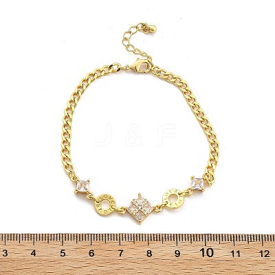 Brass Micro Pave Clear Cubic Zirconia Link Bracelets BJEW-U020-21G-1