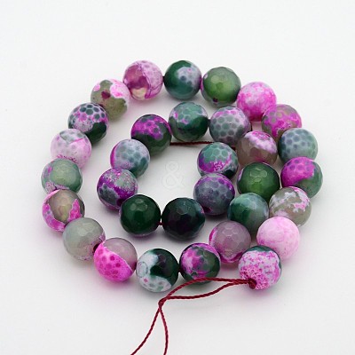 Natural Fire Crackle Agate Faceted Round Beads Strands G-A134-02F-10mm-1