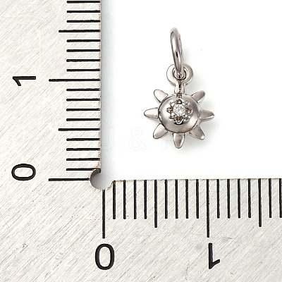 Brass Micro Pave Cubic Zirconia Sun Charms KK-P308-66P-1
