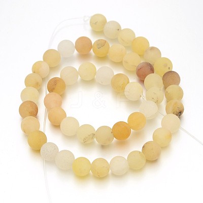 Frosted Round Natural Yellow Aventurine Bead Strands X-G-J338-06-8mm-1