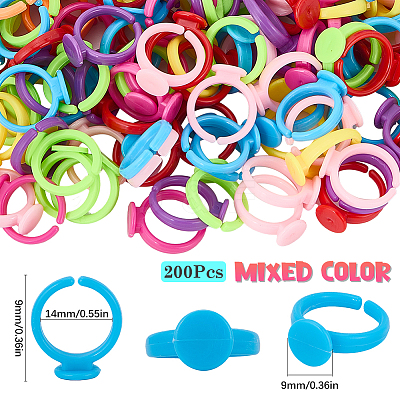 200Pcs Acrylic Open Cuff Ring Components SACR-SC0001-27-1