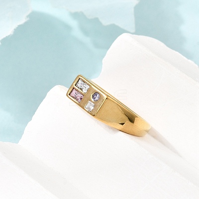 Stainless Steel Pave Colorful Cubic Zirconia Finger Rings SA-CBA90C5-04C-G-1
