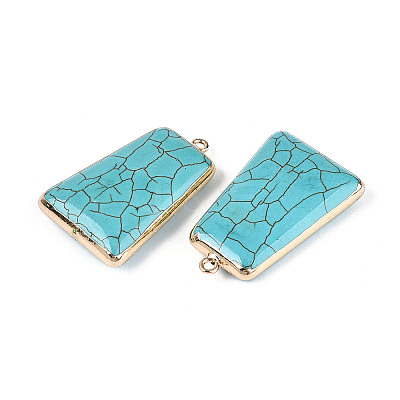 Dyed Synthetic Turquoise Trapezoid Pendants TURQ-T004-19-1