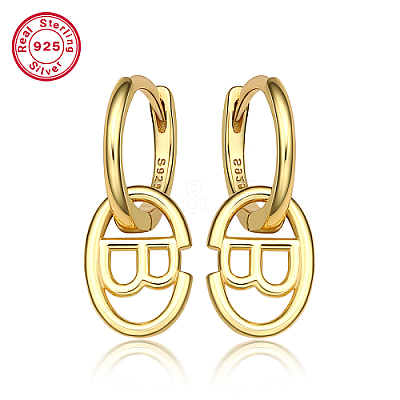 Real 18K Gold Plated 925 Sterling Silver Hoop Earrings ZC9557-3-1