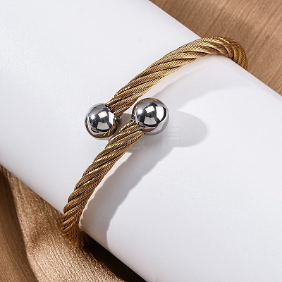 304 Stainless Steel Torque Bangles for Women BJEW-P310-19GP-1