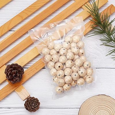 50Pcs Natural Wood Beads WOOD-FG0001-15B-1