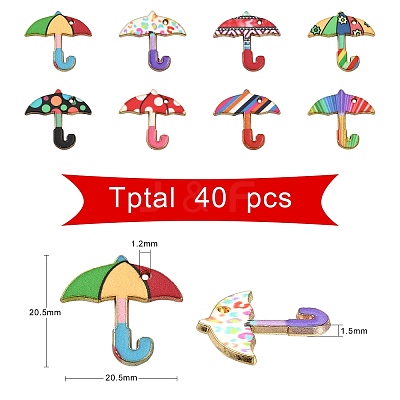 40Pcs 8 Colors Printed Alloy Enamal Pendants ENAM-CJ0002-62-1