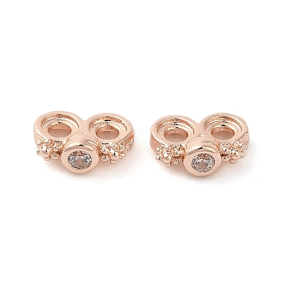 Rack Plating Brass Pave Clear Cubic Zirconia Spacer Bars KK-B088-11A-RG-1