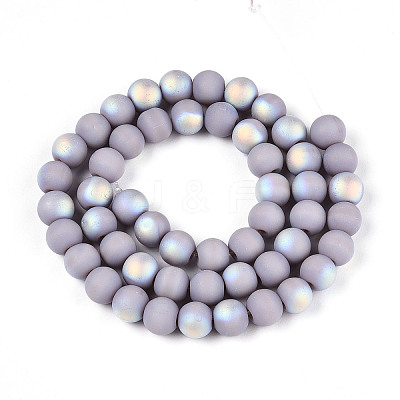 Frosted Opaque Glass Beads Strands GLAA-T032-P8mm-MBB07-1