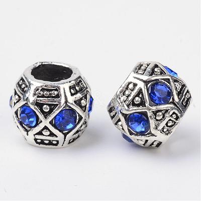 Alloy Rhinestone Rondelle Large Hole European Beads MPDL-R036-80B-1