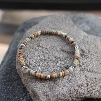 Natural Crazy Agate Rondelle Beaded Stretch Bracelets UT5328-10-1