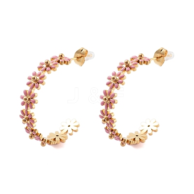 304 Stainless Steel Enamel Stud Earrings EJEW-S226-02G-02-1
