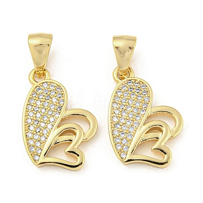 Brass Micro Pave Clear Cubic Zirconia Pendants ZIRC-P113-07G-G-1