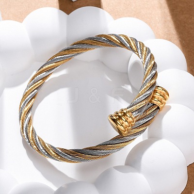 304 Stainless Steel Torque Bangles for Women BJEW-P310-24GP-1