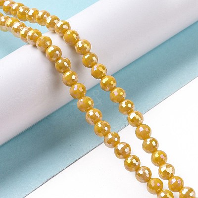 Electroplate Opaque Solid Color Glass Beads Strands GLAA-E036-11C-1