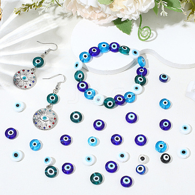 50Pcs 5 Colors Handmade Evil Eye Lampwork Beads LAMP-PA0001-30-1