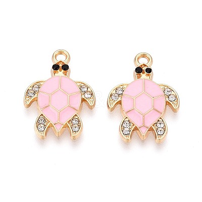 Alloy Rhinestone and Enamel Pendants PALLOY-T092-40G-02-1