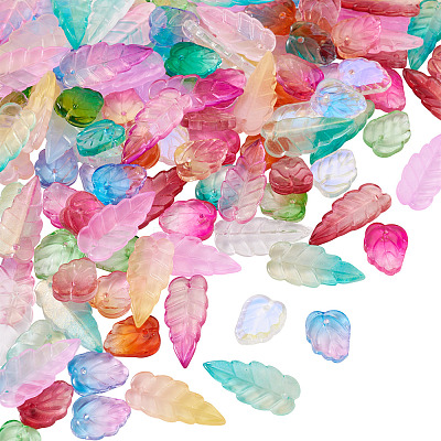 120Pcs 2 Styles Autumn Theme Two-Tone Transparent Glass Charms EGLA-TA0013-49-1