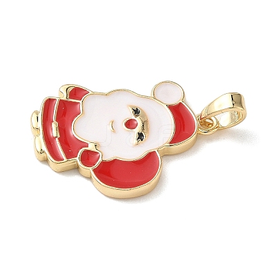 Christmas Brass Enamel Pendants KK-K305-08C-G-1