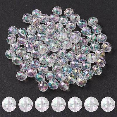 Faceted Eco-Friendly Transparent Acrylic Round Beads TACR-YW0001-85-1