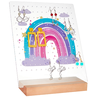 Transparent Acrylic Slant Back Earring Display Stands EDIS-WH0035-20A-01-1