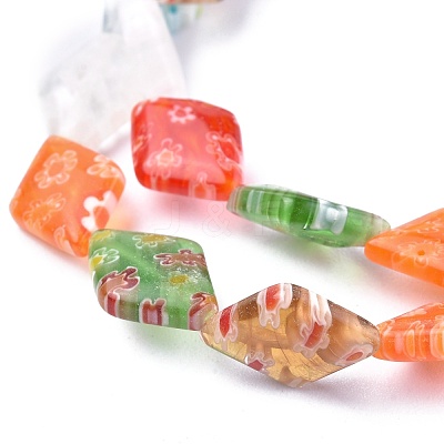 Rhombus Handmade Millefiori Glass Beads X-LK-R004-48-1