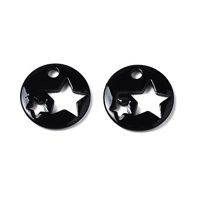 Spray Painted Brass Charms KK-Q252-003A-1