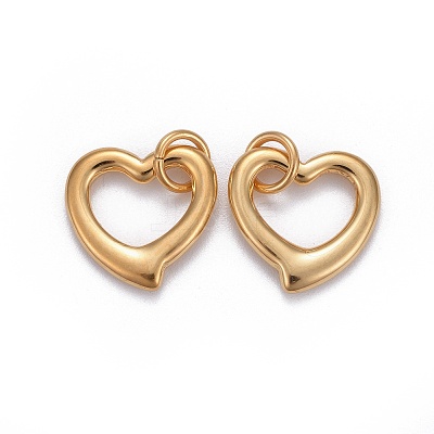 304 Stainless Steel Open Heart Charms STAS-L218-14G-1