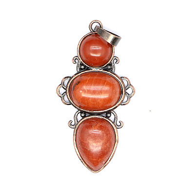 Retro Natural Red Jasper Pendants LS-PW-WG7292F-01-1