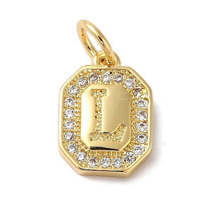 Real 18K Gold Plated Brass Micro Pave Clear Cubic Zirconia Pendants KK-L216-002G-L-1