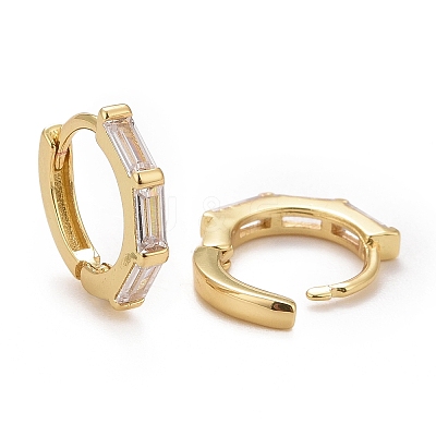 Clear Cubic Zirconia Rectangle Hoop Earrings X-EJEW-I265-08G-1