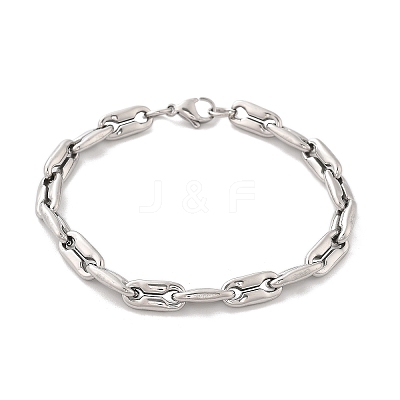 304 Stainless Steel Coffee Bean Chain Bracelets for Women Men BJEW-F488-27P-1