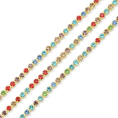 Raw(Unplated) Brass Rhinestone Strass Chains CHC-YW0001-03-1