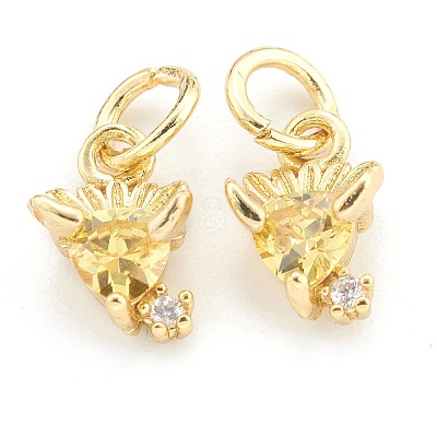 Brass Cubic Zirconia Pendants ZIRC-O041-02G-1