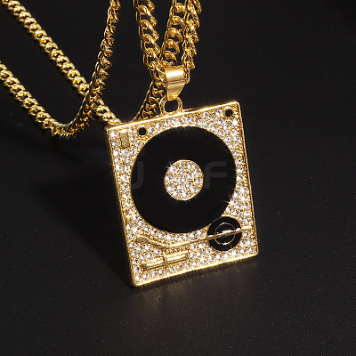 Alloy Crystal Rhinestone Enamel Turntable Pendant Necklaces for Unisex WG71EF5-01-1