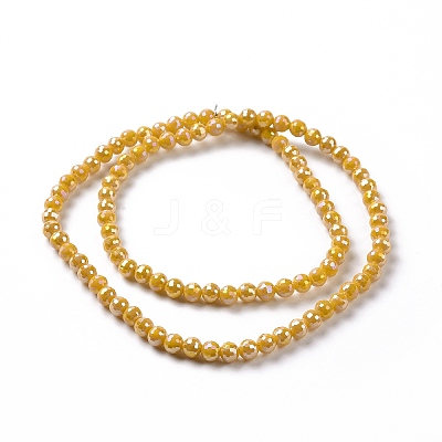 Electroplate Opaque Solid Color Glass Beads Strands GLAA-E036-11C-1