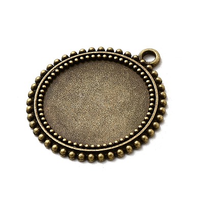 Tibetan Style Flat Round Alloy Pendant Cabochon Settings X-TIBEP-Q045-031AB-NR-1