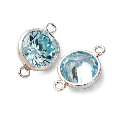 925 Streling Silver Pave Cubic Zirconia Birthstone Connector Charms STER-NH0001-80P-10-1