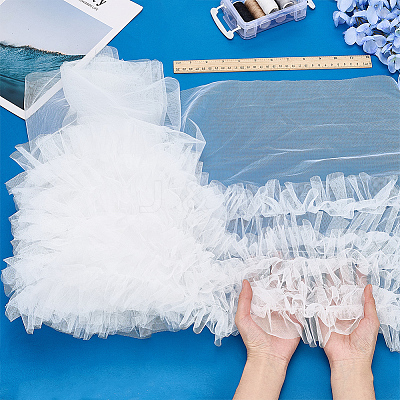 Polyester Lace Ribbon OCOR-WH0105-198-1