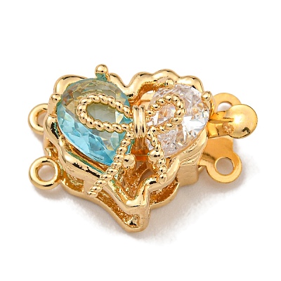 Brass Micro Pave Cubic Zirconia Box Clasps KK-U037-40G-B-1
