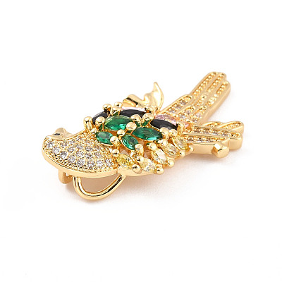 Rack Plating Brass Micro Pave Cubic Zirconia Pendants ZIRC-C035-01G-01-1
