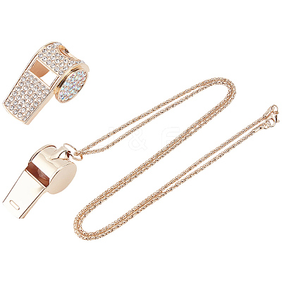 Alloy Crystal Rhinestone Whistle Pendant Necklaces NJEW-WH20001-24G-01-1