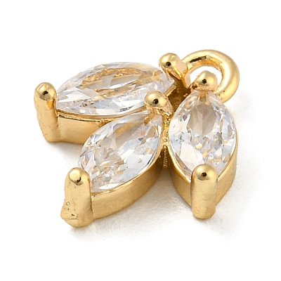 Brass with Clear Cubic Zirconia Charms KK-G478-02E-KCG-1