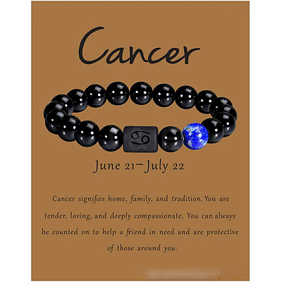12 Constellation Natural Round Lapis Lazuli Beads Stretch Bracelets WGD22B0-14-1
