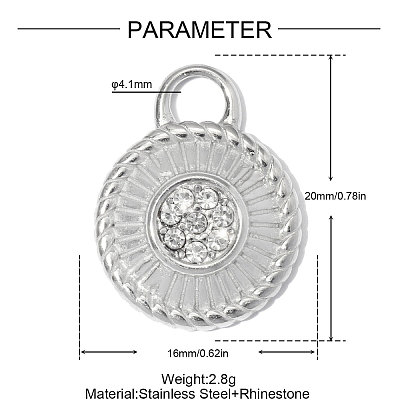304 Stainless Steel with Crystal Rhinestone Pendants RB-OY001-19P-1