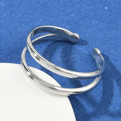 304 Stainless Steel Adjustable Open Cuff Rings for Women RJEW-K301-05P-1