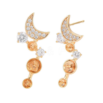 Brass Micro Pave Clear Cubic Zirconia Stud Earring Findings KK-S364-060-1